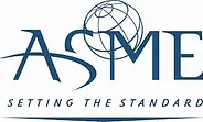 A blue and white logo of the asme.